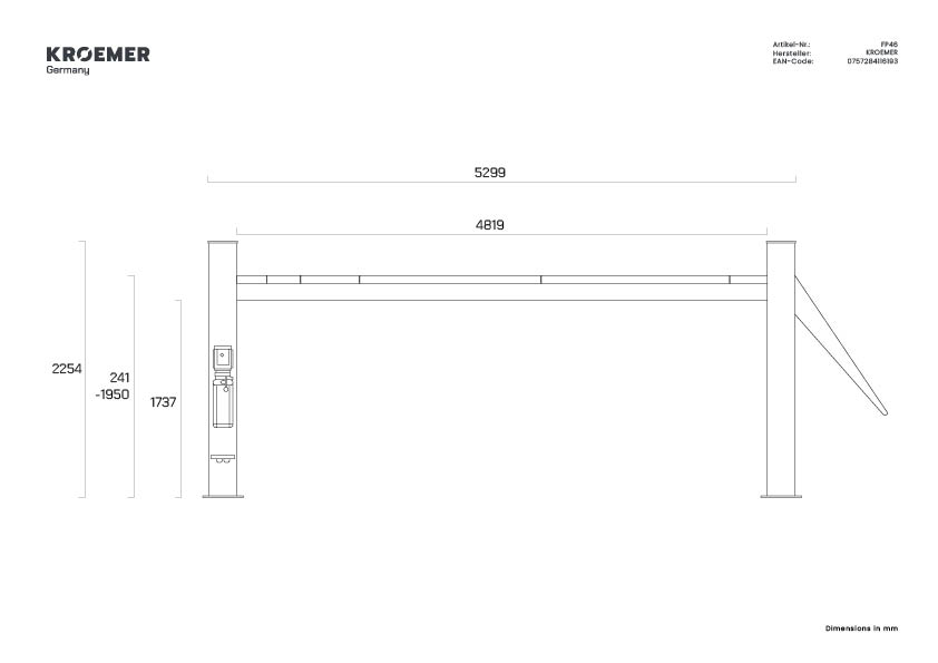 Technische Zeichnung FP46 - Seitenansicht 