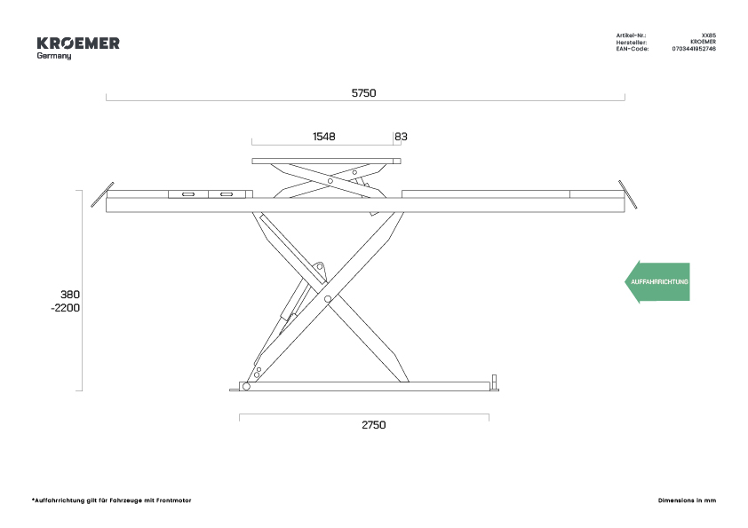 XX85 lifting platform – view 3