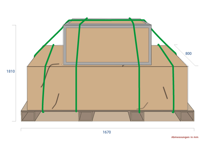 Packaging dimensions of the XX54 scissor lift