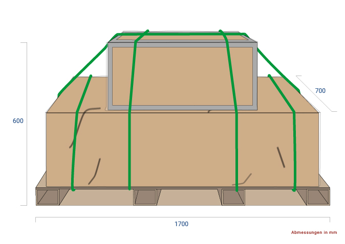 Packaging dimensions of the XX55 scissor lift