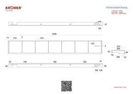 Abmessungen einer Seitenplatte mfür eine 4-Säulenhebebühne mit einer Gesamtlänge von 2240mm.