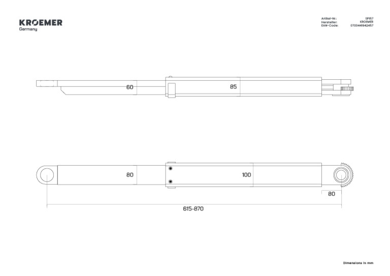 Technische Zeichnung SP157 - Tragarm