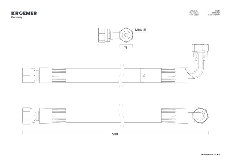 Hydraulic hose XX254, view 1