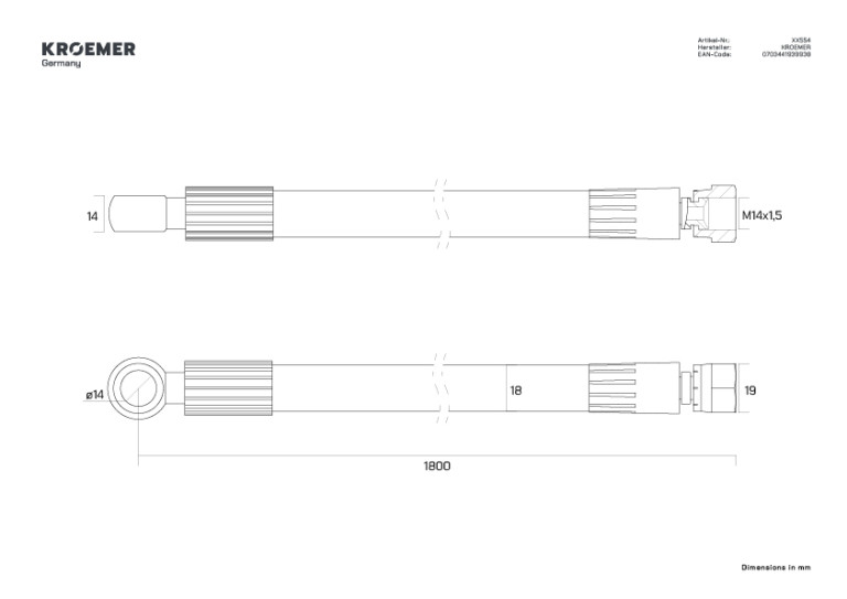 Hydraulic hose XX554, view 1