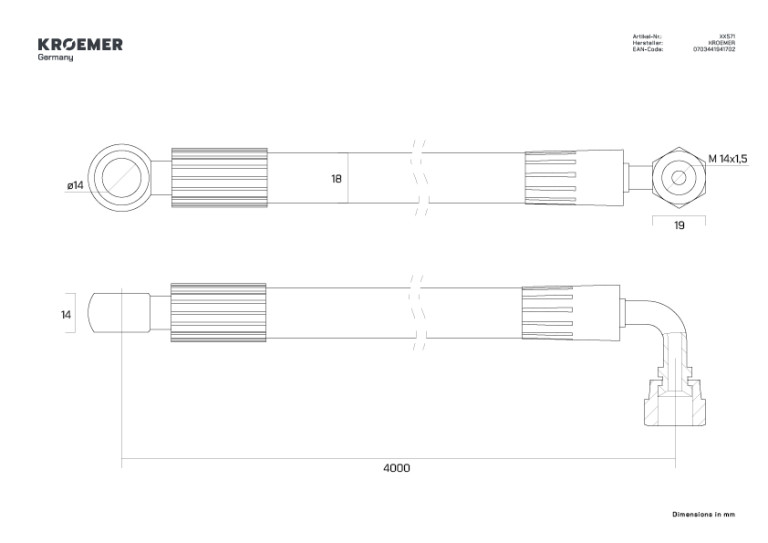 Hydraulic hose XX571, view 1