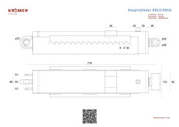 Technische Zeichnung eines Hydraulik Hauptzylinders mit einer Gesamtbreite von 170mm
