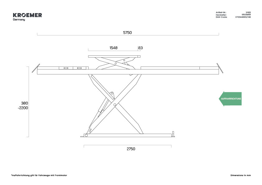 XX85 lifting platform – view 3