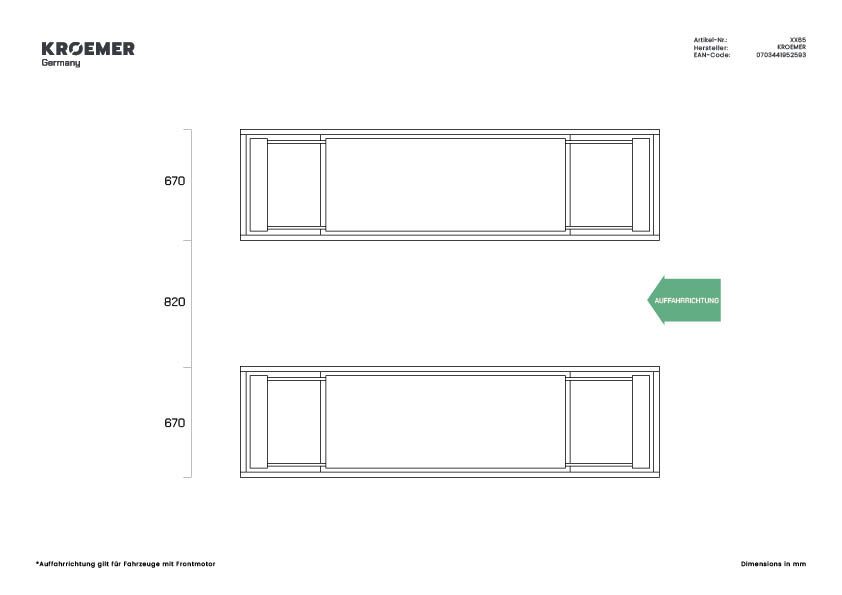 Technische Zeichnung XX65 - Draufsicht
