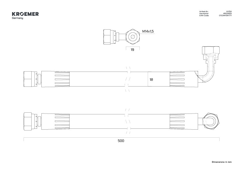 Hydraulic hose for the XX60 series XX254