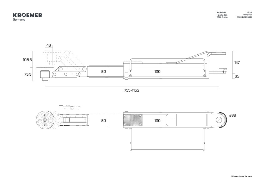 Tragarmset kurz mit Quickarm